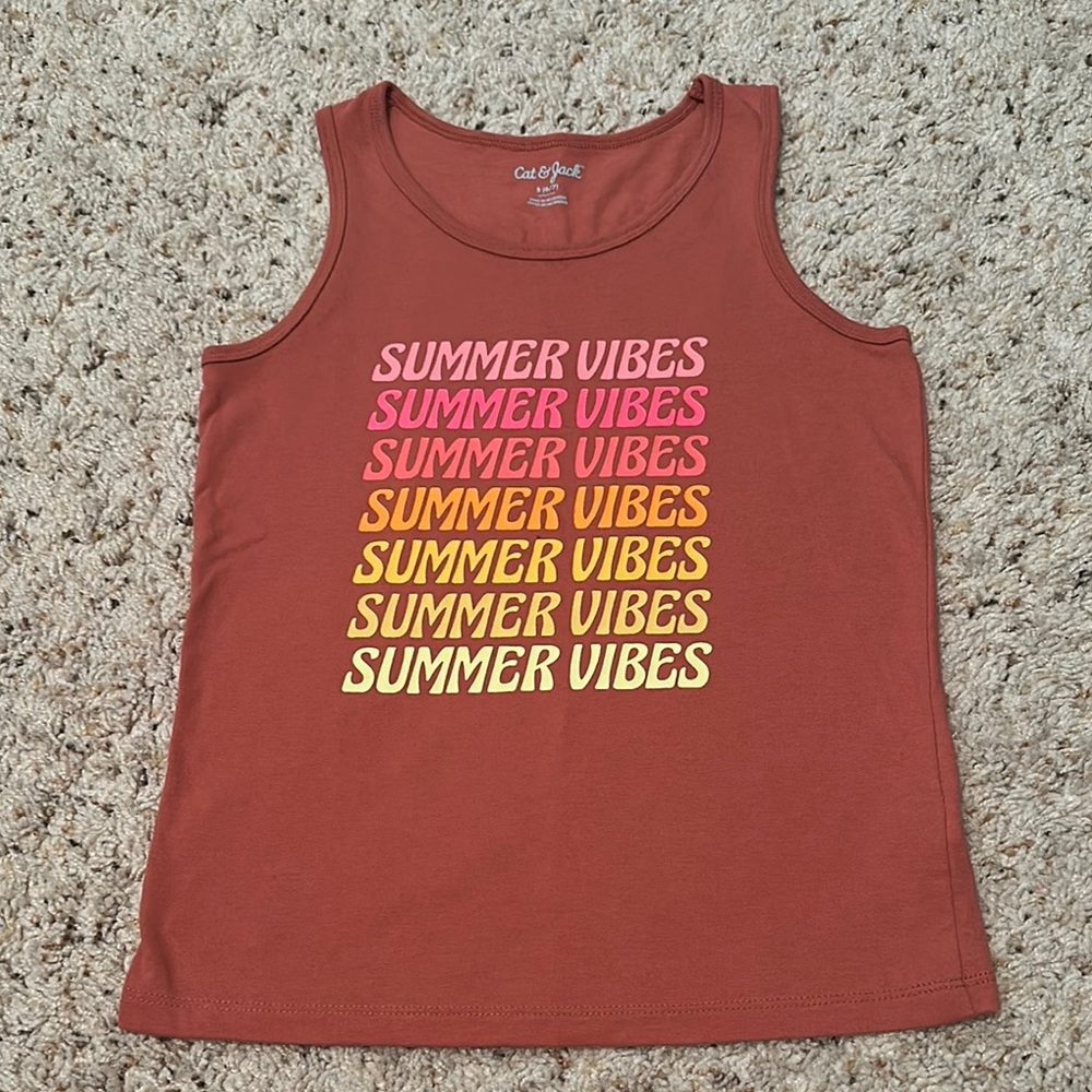 Cat & Jack Rust Tank Top with Colorful Text
